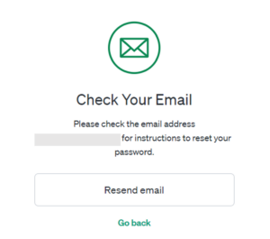 Step.5-1 パスワードリセットのメール送信完了の画面