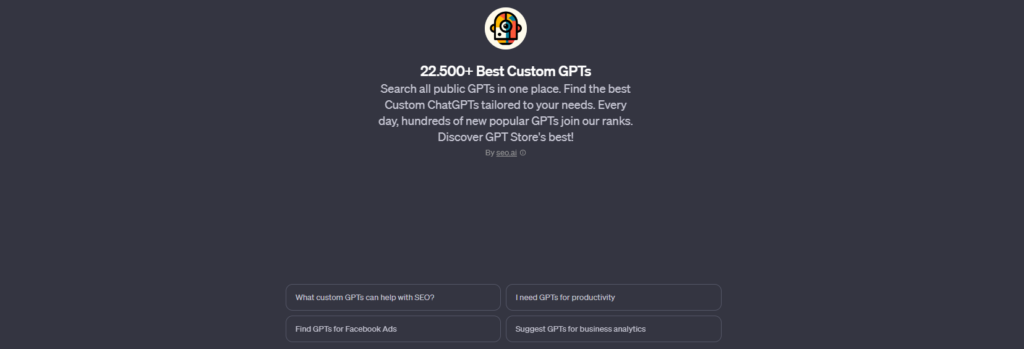 TOP4．22,500+Best Custom GPTs（おすすめGPTツールの紹介）