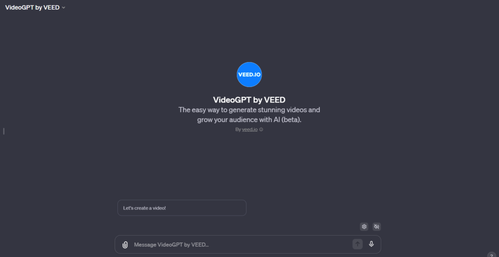 TOP3.VideoGPT by VEED(動画生成)