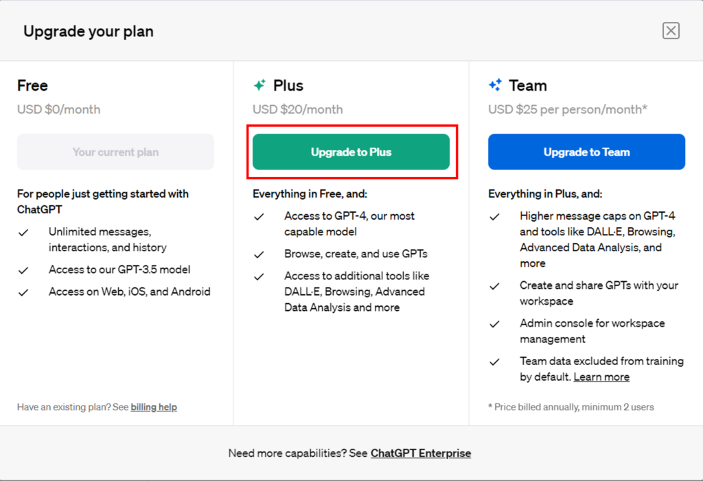 ChatGPT Plusの登録方法Step2