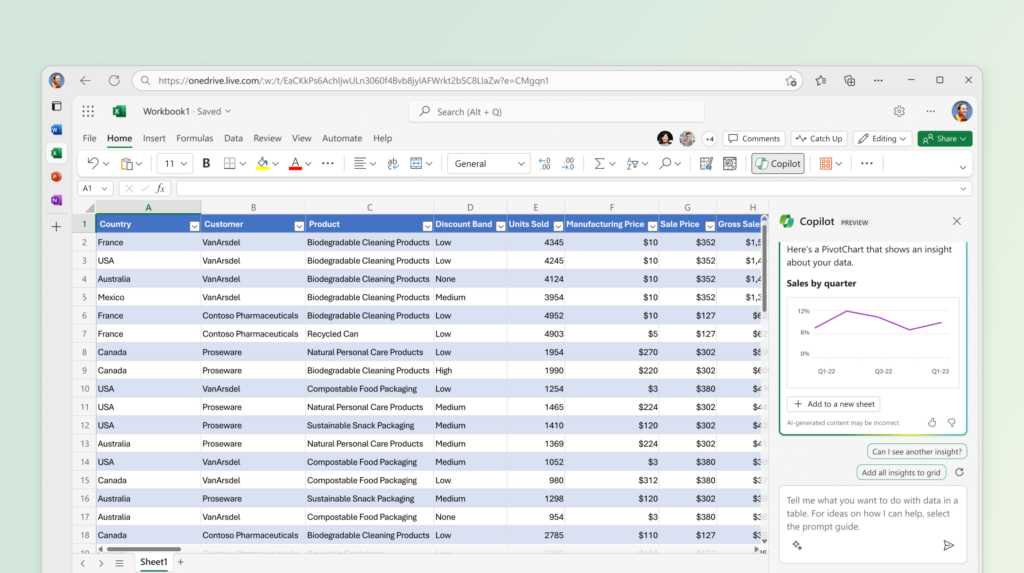 Copilot for Microsoft 365のExcel活用1