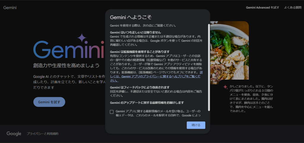 Geminiの始め方5